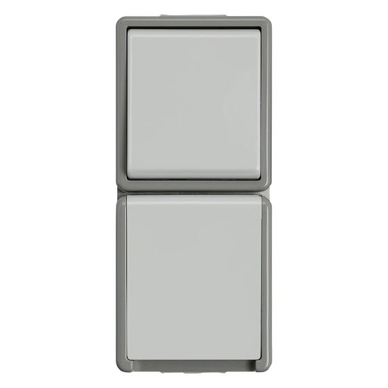 Siemens DELTA Fläche Wechselschalter mit Schutzkontakt-Steckdose IP44 Aufputz 151x66x54mm Grau 5TA4816