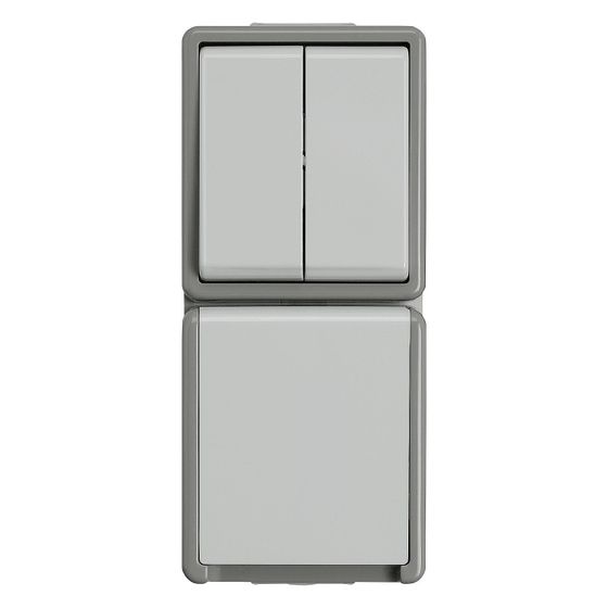 Siemens Serienschalter-Kombination mit Schutzkontakt-Steckdose IP44 230V 16A Lichtgrau 151x66x54mm 5TA4815