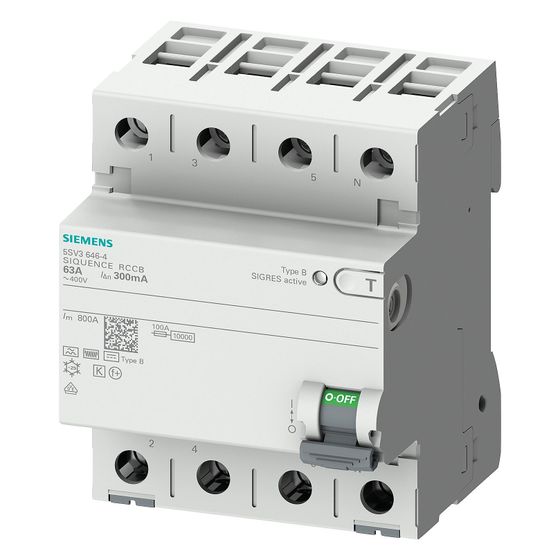 Siemens FI-Schutzschalter 5SV3644-4 Sentron Typ B 40A 300mA 4-polig 4TE 400V