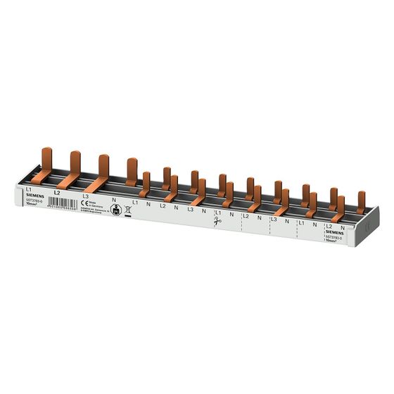 Siemens Stiftsammelschiene 10mm2 4-phasig 12TE 216mm für 1x FI 4-pol. und 8x AFDD-LS 5ST3783-0