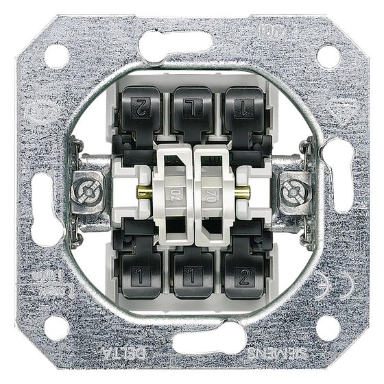 Siemens DELTA Doppel-Wechselschalter Basiselement Unterputz 10A 250V 70x70x32mm 5TA2118