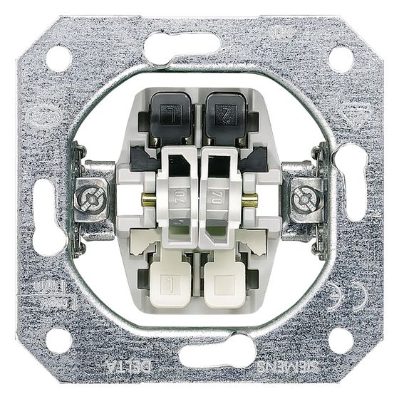 Siemens DELTA Taster-Geräteeinsatz UP Doppeltaster 2 Schließer 10 A 250 V 70x70x32mm 5TD2111