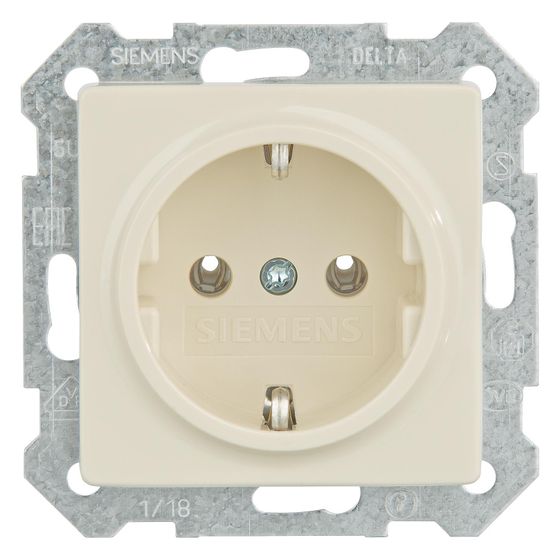 Siemens DELTA i-system Schutzkontaktsteckdose 16A 250V Steckklemme Elektroweiß 70x70x45mm 5UB1551