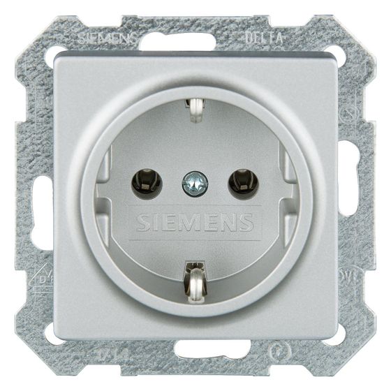 Siemens Schutzkontakt-Steckdose Unterputz 16A 230V Aluminiummetallic 70x70x45mm 5UB1931