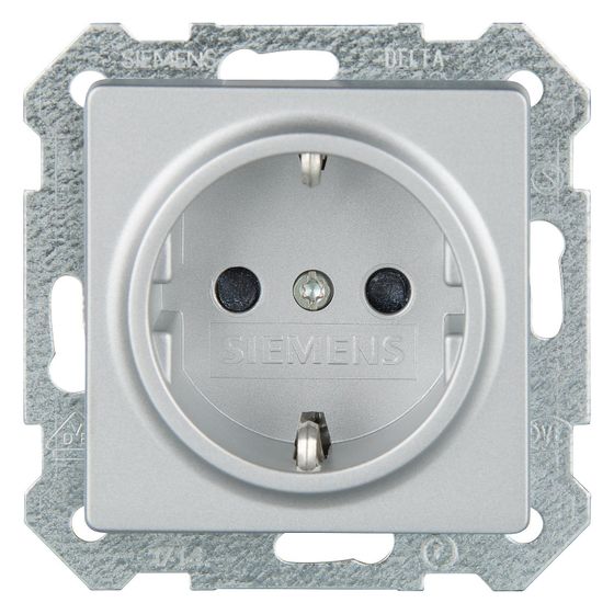 Siemens Steckdose Unterputz mit erhöhtem Berührungsschutz 16A 230V Aluminiummetallic 70x70mm 5UB1934
