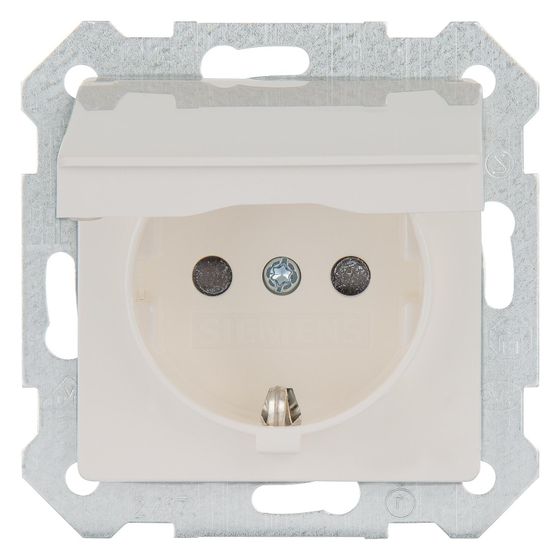 Siemens DELTA i-system Schutzkontaktsteckdose mit Klappdeckel 16A 250V Titanweiß 70x70x45mm 5UB1917