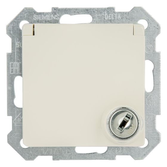 Siemens SCHUKO-Steckdose mit Klappdeckel und Schloss Unterputz 16A 230V IP20 Elektroweiß 70x70x45mm 5UB1906