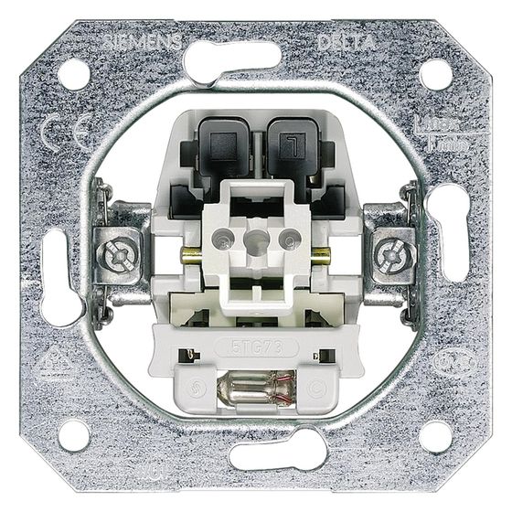 Siemens DELTA Kontrollschalter Wechselschalter 10A 250V Unterputz mit Glimmlampe 70x70x32mm 5TA2108
