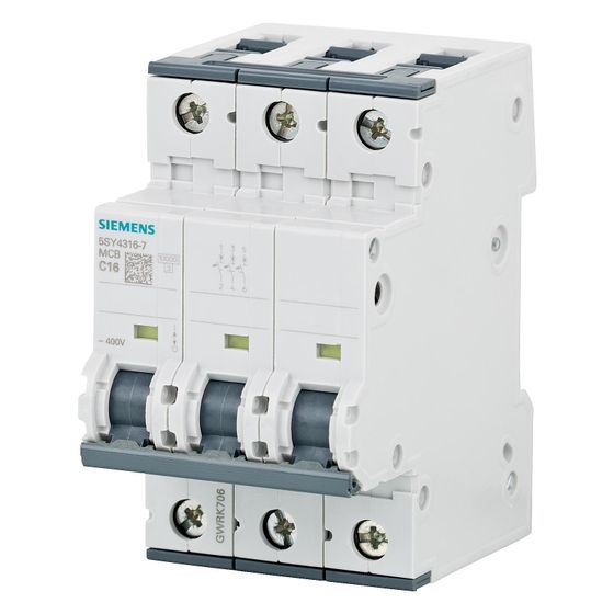Siemens Leitungsschutzschalter 3-polig C16A 10kA IP20 5SY4316-7
