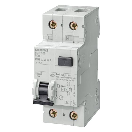 Siemens FI/LS-Schalter 5SU1 2-polig C16A 30mA 6kA Typ A 230V 2TE 5SU1356-7KK16