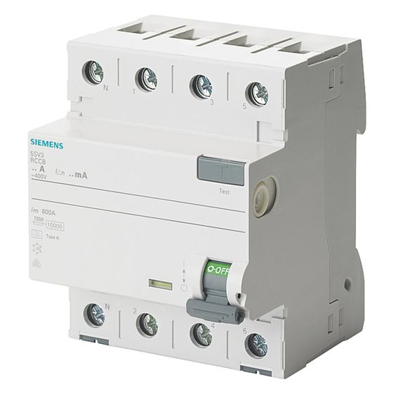 Siemens FI-Schutzschalter 5SV3344-6KL Typ A 40A 30mA 4-polig N-links 4TE 400V