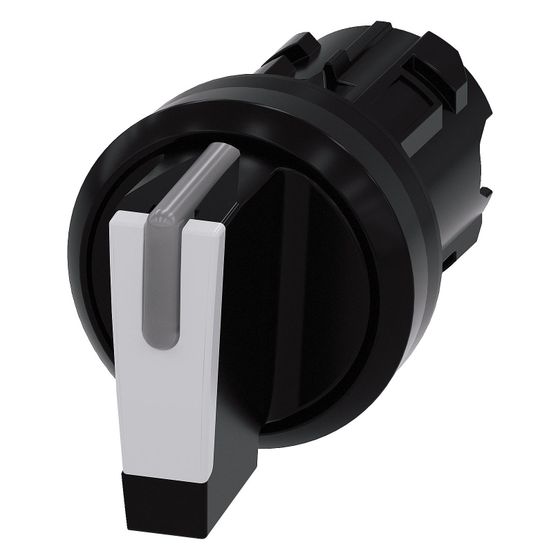Siemens Knebelschalter 3SU1002-2BL60-0AA0 beleuchtbar 3 Schaltstellungen 22,3mm Kunststoff Schwarz/Weiß
