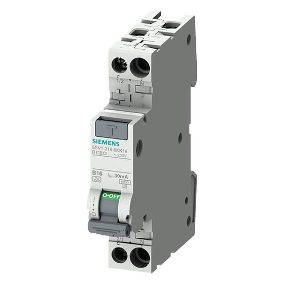 Siemens FI/LS-Schalter 5SV1316-6LK06 1P+N 6kA Typ A 30mA B6 1TE 230V