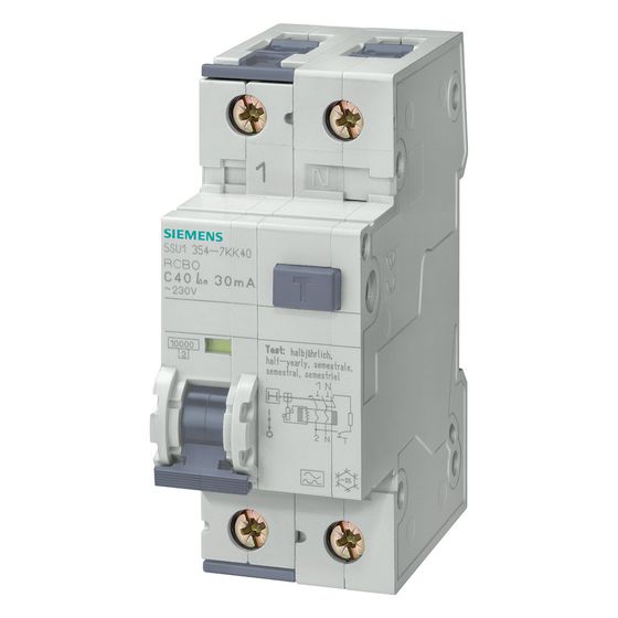 Siemens FI/LS-Schalter SENTRON 5SU1 1P+N 10A 30mA Typ A C-Char 230V 2TE 5SU1354-7KK10