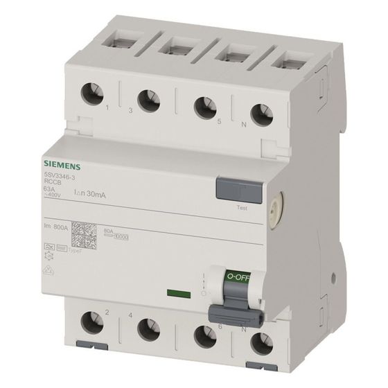 Siemens FI-Schalter Typ F 63A 30mA 4-polig 4TE 400V 5SV33463
