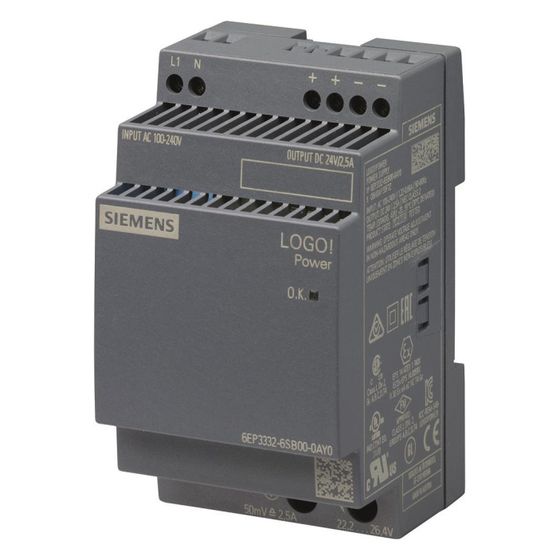 Siemens LOGO!Power Stromversorgung 24V 2,5A 60W IP20 90x54x53mm 6EP33326SB000AY0