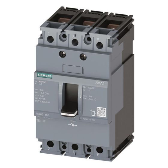 Siemens Lasttrennschalter 3VA1 160A 3-polig 690V Kipphebel schwarz 130x76,2x70mm 3VA1116-1AA32-0AA0