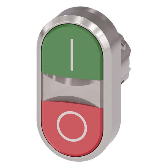 Siemens Doppeldrucktaster beleuchtet 22,3mm flach Metall Frontring rot/grün 3SU10513AB420AK0