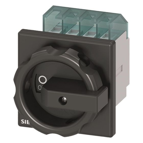Siemens Hauptschalter 3LD20031TL51 4-polig 16A 8kW IP65 Frontbefestigung 4-Loch schwarz