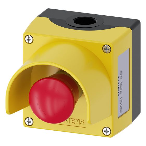 Siemens Gehäuse für Befehlsgeräte Metall Gelb mit rotem Betätigungselement IP67/IP69K 3SU1851-0NB00-2AC2