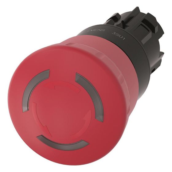 Siemens Not-Halt-Pilzdrucktaster beleuchtet Dreh-Entriegelung 40mm rot IP67/IP69K 22,3mm 3SU10011HB200AA0