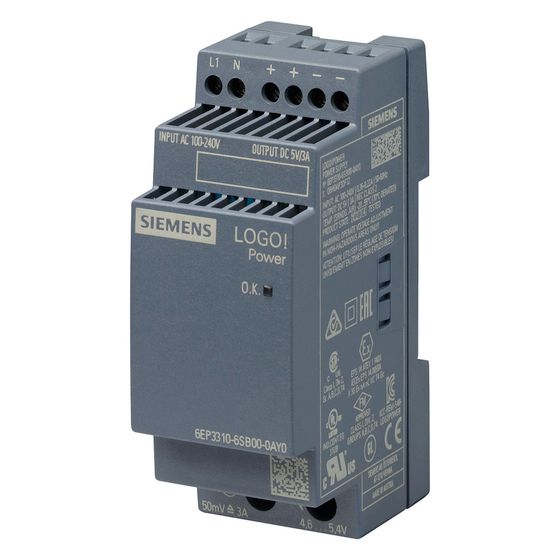 Siemens LOGO!Power Netzgerät 5V 3A 15W IP20 90x36x53mm 6EP3310-6SB00-0AY0