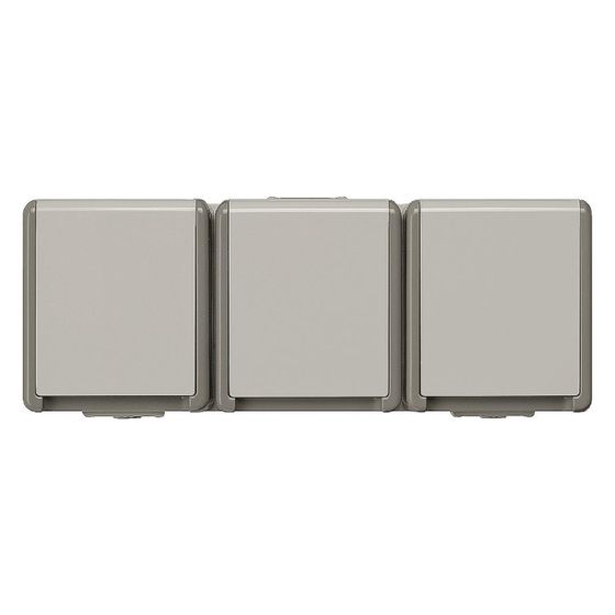 Siemens DELTA Schutzkontakt-Steckdose 3-fach mit Klappdeckel Aufputz IP44 250V 16A Grau 5UB4731