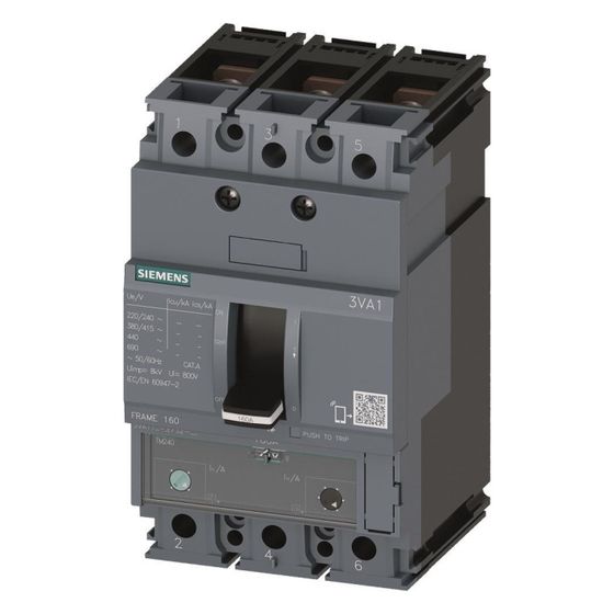 Siemens 3VA1 Leistungsschalter 3-polig 125A 690V 36kA Schraubanschluss IP40 3VA1112-4EF32-0AA0