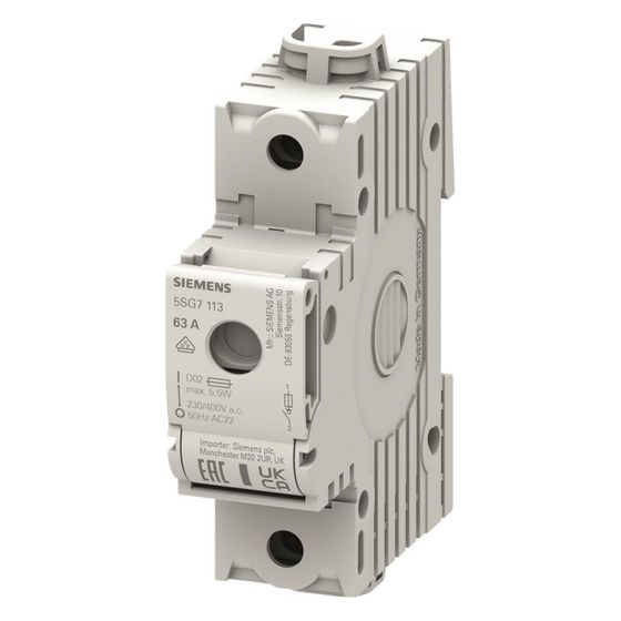 Siemens MINIZED Lasttrennschalter D02 63A 230V 1-polig 1,5 TE für NEOZED Sicherungseinsätze 5SG7113