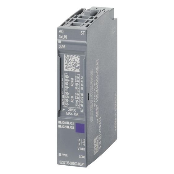 Siemens SIMATIC ET 200SP Analoges Ausgangsmodul AQ 4XU/I Standard 16 Bit 73x15x58mm 6ES71356HD000BA1