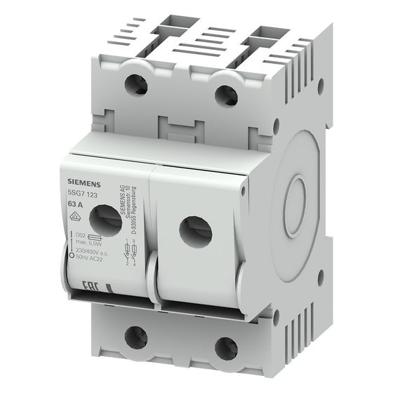 Siemens MinIZED-Lasttrennschalter 2-polig 63A 400V Baugröße D02 für NEOZED-Sicherungseinsätze 5SG7123
