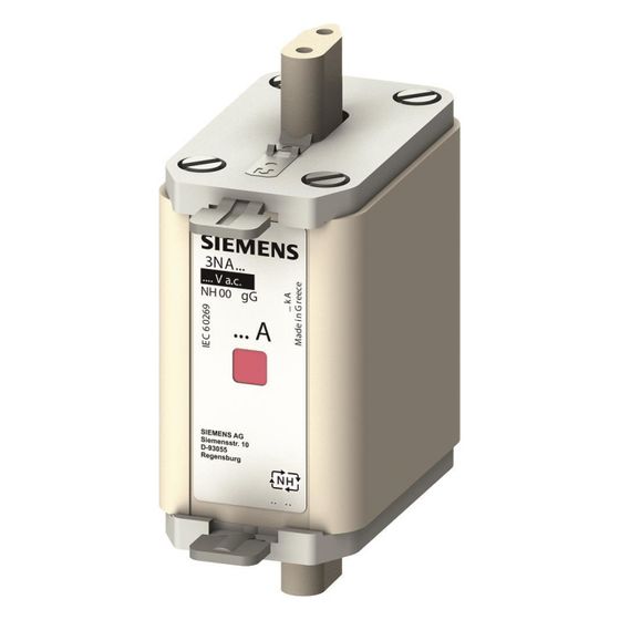 Siemens NH-Sicherungseinsatz NH00 160A 500V AC/250V DC gG mit Kombikennmelder und isolierten Grifflaschen 3NA6836