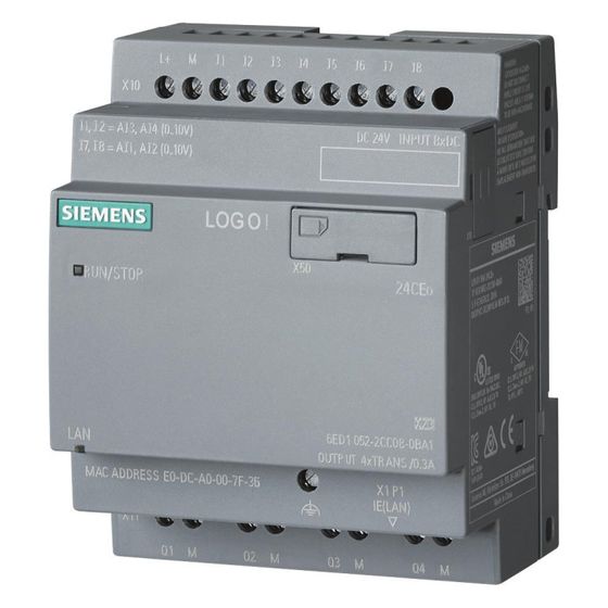 Siemens LOGO! 24 CEo Logikmodul 8DE/4DA 24V DC Ethernet 90x71,5x58mm 6ED1052-2CC08-0BA2