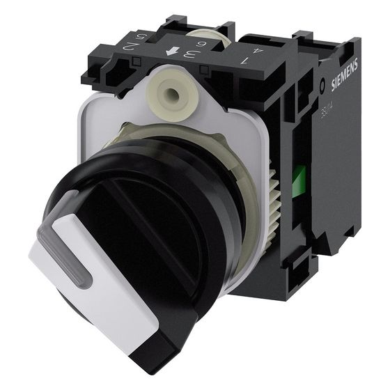 Siemens Knebelschalter SIRIUS ACT 22,3mm 2 Schaltstellungen 1S/1Ö weiß IP67/IP69K 3SU1100-2BF60-1MA0