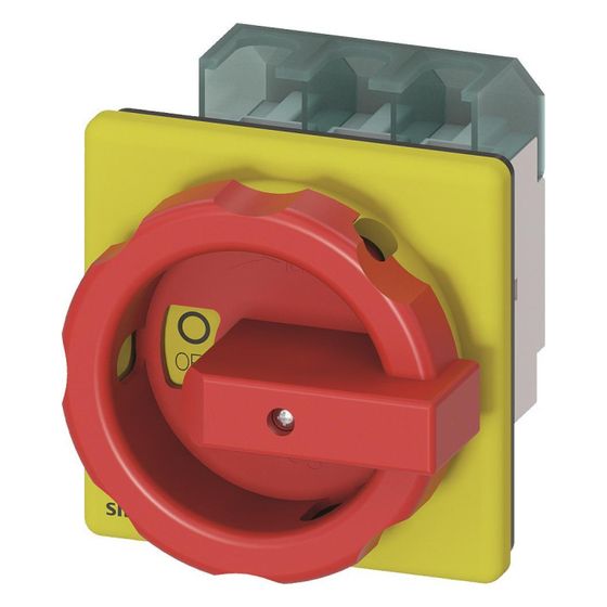 Siemens 3LD25040TK53 Not-Ausschalter 3-polig 63A 22kW IP65 Frontbefestigung 4-Loch rot kurzer Drehgriff