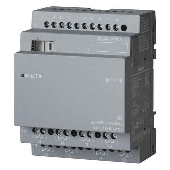 Siemens LOGO! DM16 24R Erweiterungsmodul 8DE/8DA Relais 5A 90x71,5x58mm 6ED10551NB100BA2