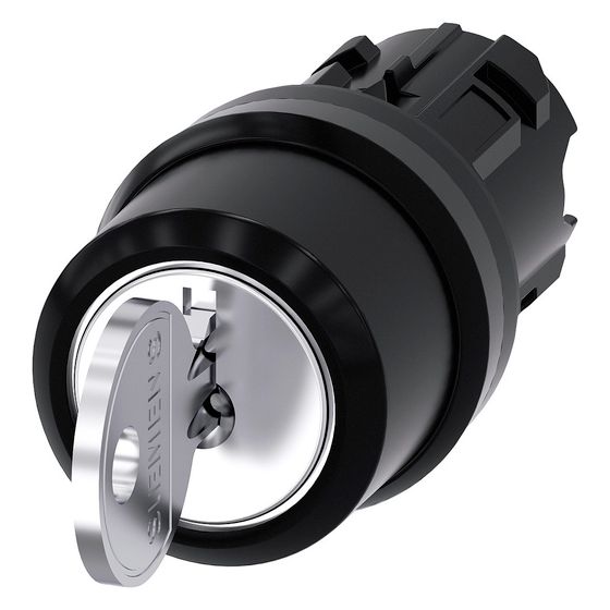 Siemens Schlüsselschalter RON 3 Schaltstellungen IP67/IP69K 22,3mm 49,4x29,5mm 3SU1000-4BL11-0AA0