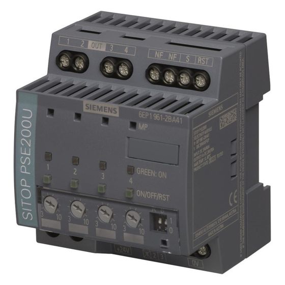 Siemens SITOP PSE200U Selektivitätsmodul 4-kanalig 10A 24VDC Schraubanschluss 80x72x72mm 6EP19612BA41