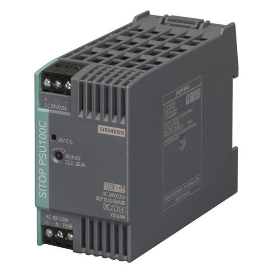 Siemens SITOP PSU100C Stromversorgung 24V 2,5A 60W geregelt Tragschienenmontage IP20 45x80x100mm 6EP13325BA00