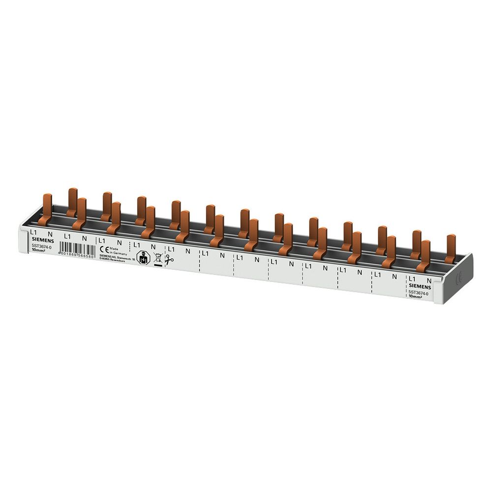 Siemens Stiftsammelschiene 10mm2 1p/N für 12x AFDD-LS 12TE 218mm 5ST3674-0... SIEMENS-5ST36740 4001869566603 (Abb. 4)