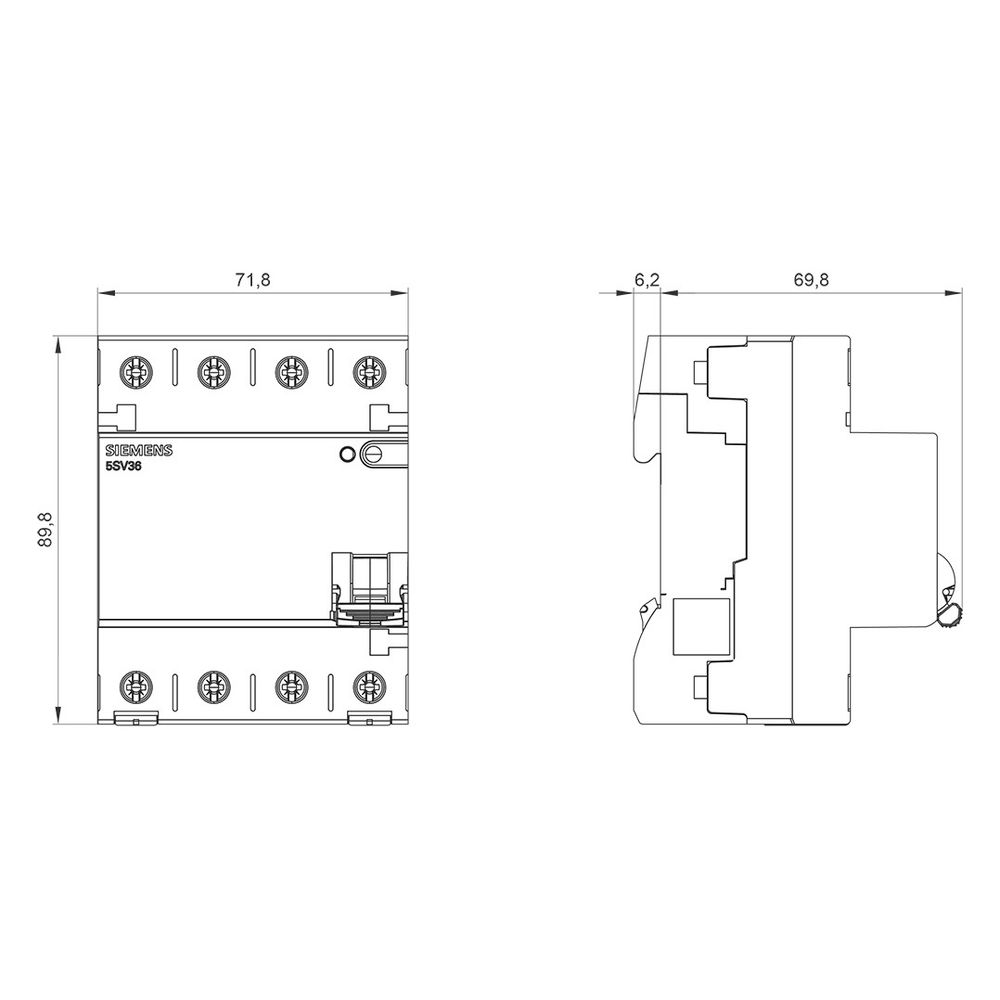 Siemens FI-Schutzschalter SENTRON 5SV3 Typ B 63A 30mA 4-polig 4TE 400V kurzzeitverzö... SIEMENS-5SV33464 4001869549040 (Abb. 10)