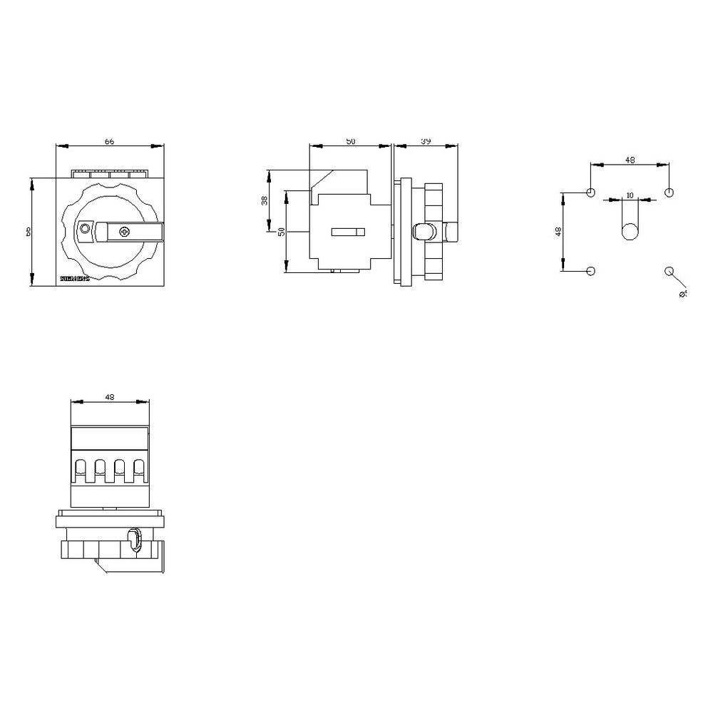 Siemens Not-Ausschalter 3LD20030TK53 3-polig 16A 8kW IP65 Frontbefestigung 4-Loch... SIEMENS-3LD20030TK53 4011209519213 (Abb. 7)