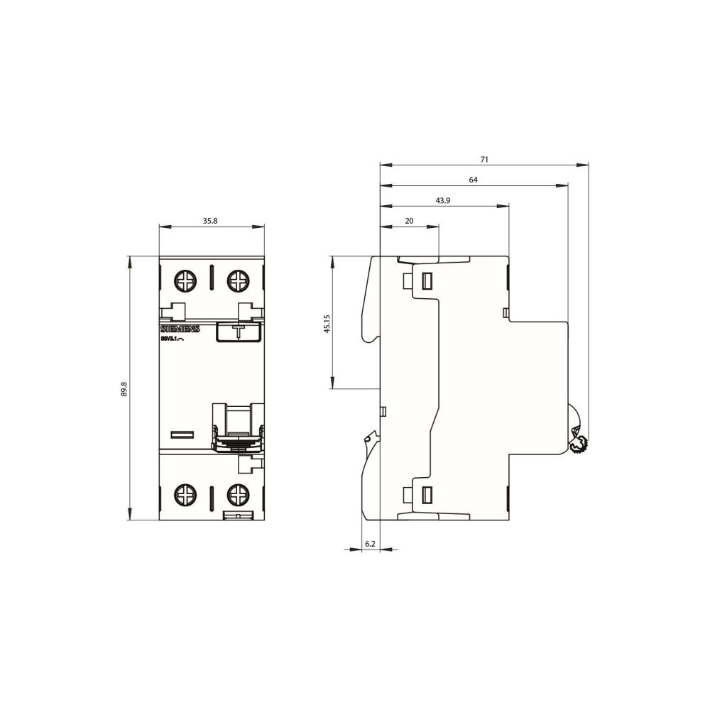 Siemens FI-Schutzschalter Typ F 25A 30mA 2-polig 230V 2TE 5SV3312-3... SIEMENS-5SV3312-3 4001869484372 (Abb. 5)