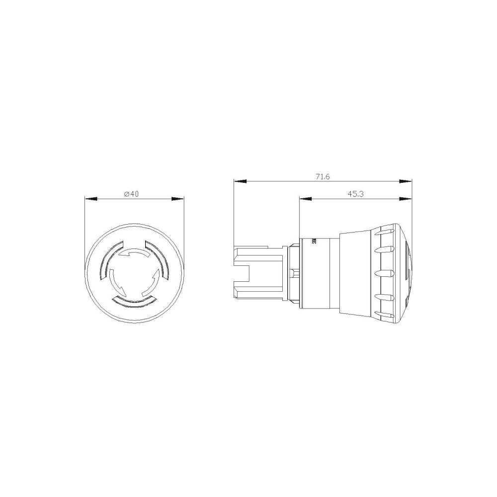 Siemens Not-Halt-Pilzdrucktaster beleuchtet Dreh-Entriegelung 40mm rot IP67/I... SIEMENS-3SU10011HB200AA0 4011209964198 (Abb. 2)