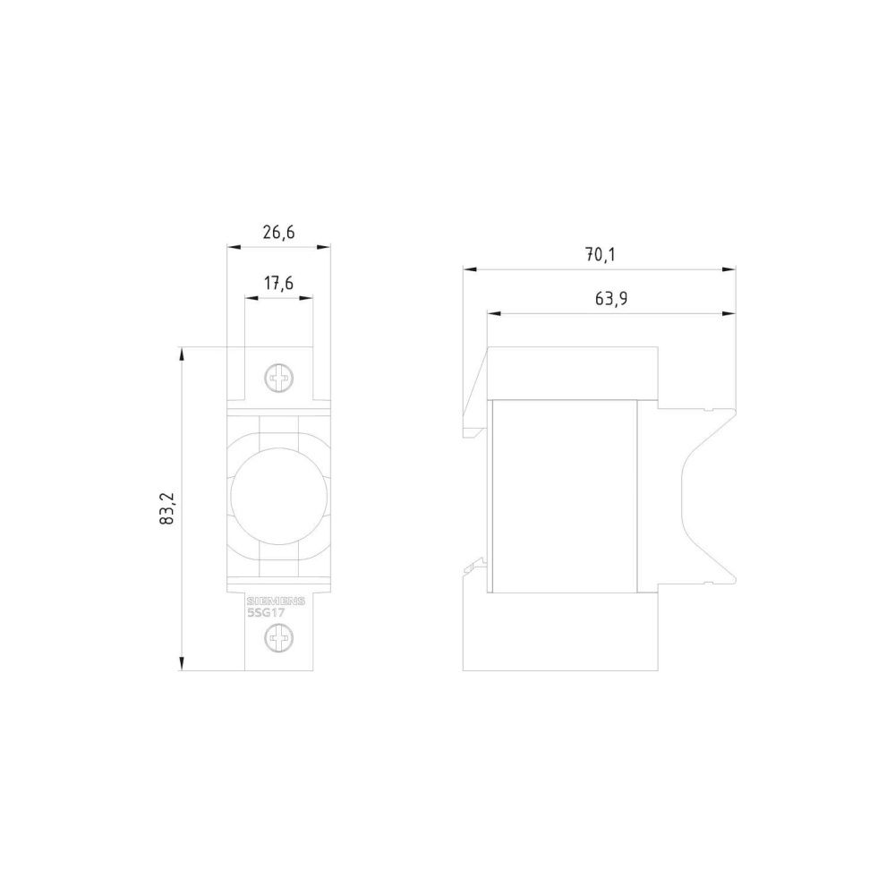 Siemens NEOZED-Sicherungssockel D02 63A 1-polig berührungsgeschützt DIN-Schiene 400V 5... SIEMENS-5SG1701 4001869319193 (Abb. 2)
