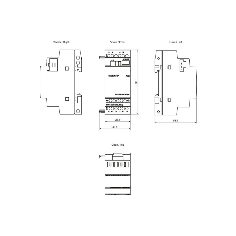 Siemens LOGO! AM2 Erweiterungsmodul 12/24V 2 Analogeingänge 90x35,5x58mm 6ED1... SIEMENS-6ED10551MA000BA2 4034106029517 (Abb. 2)