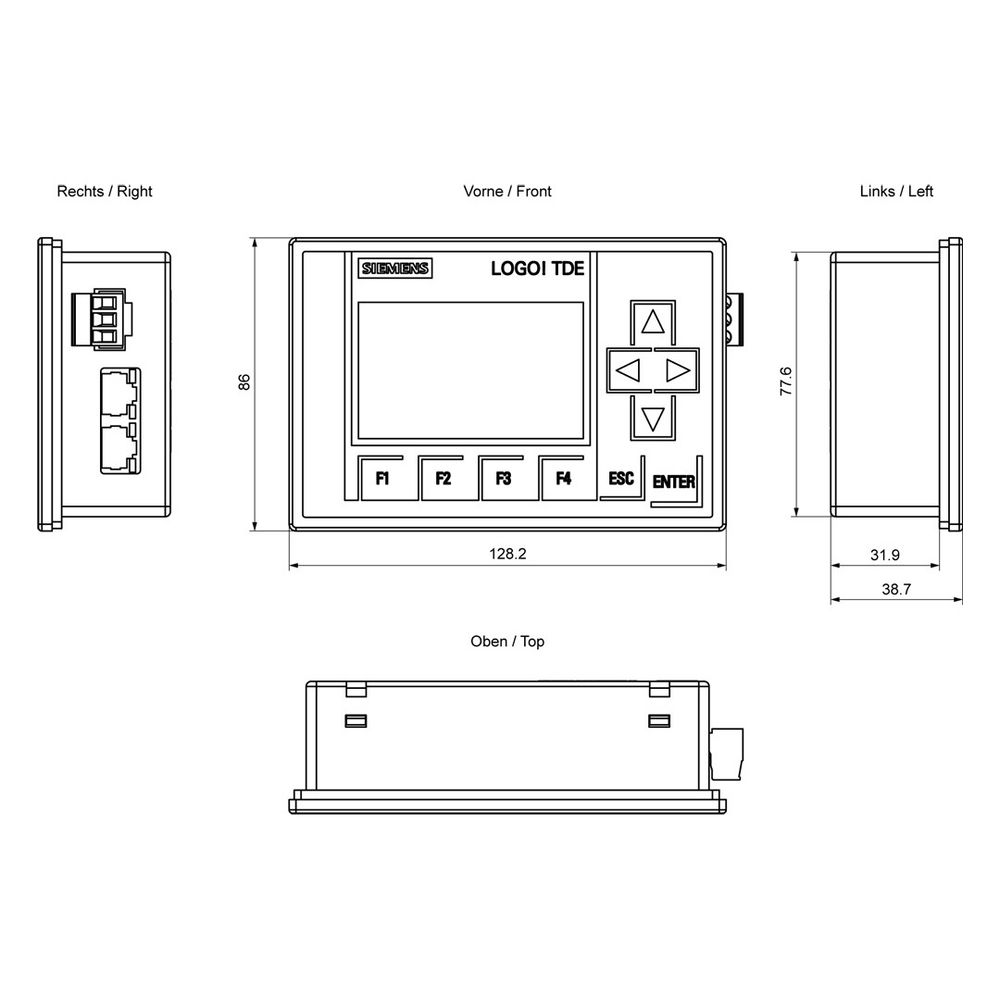 Siemens LOGO! TDE Text Display 6-zeilig 20 Zeichen 2x Ethernet IP65 128,2x86x... SIEMENS-6ED10554MH080BA1 4034106033620 (Abb. 8)