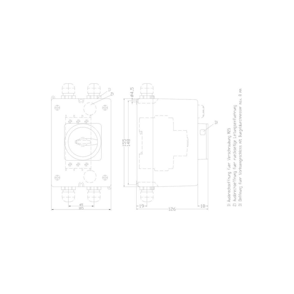 Siemens Aufbaugehäuse IP55 mit N- und PE-Klemme 155x105x126mm 3RV19231DA00... SIEMENS-3RV19231DA00 4011209517868 (Abb. 2)