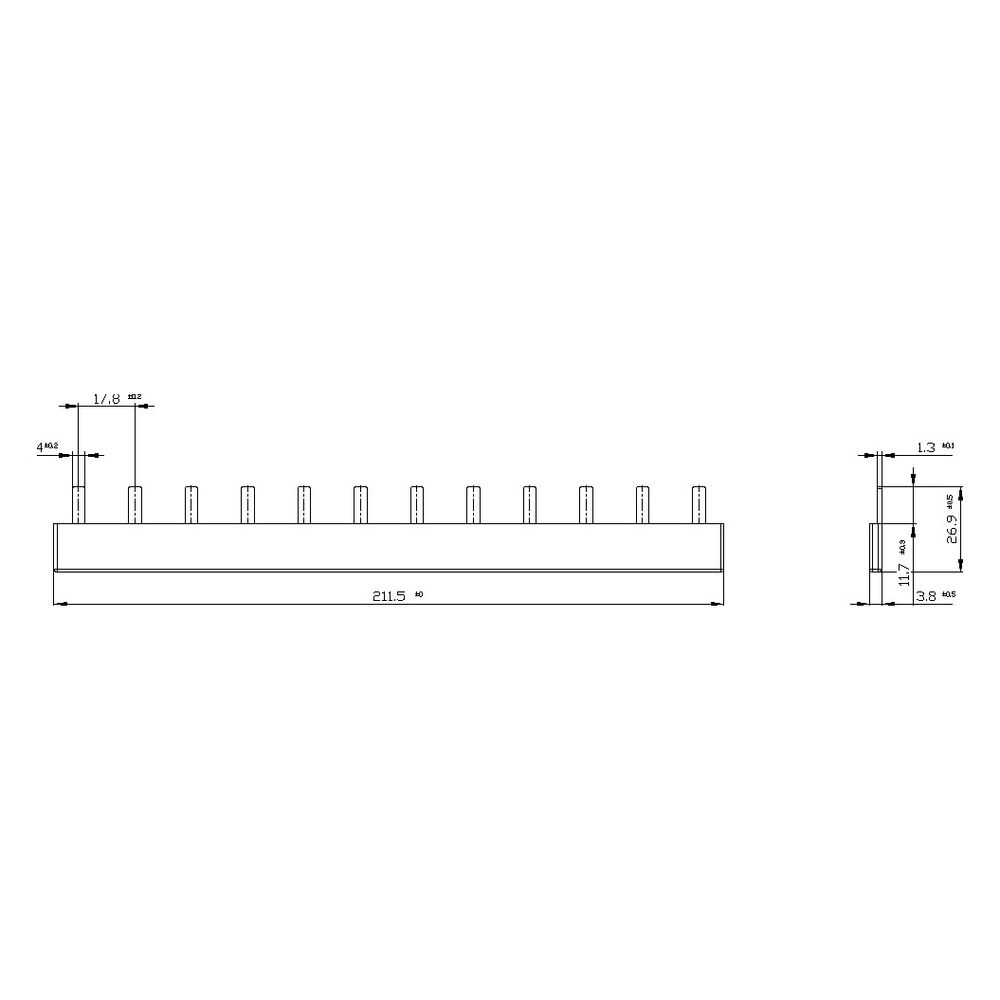 Siemens Stiftsammelschiene 10mm2 12x1-phasig 212mm 5ST3602... SIEMENS-5ST3602 4001869318202 (Abb. 2)