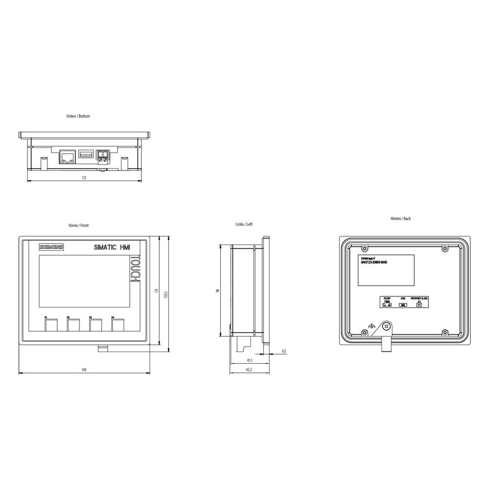 Siemens SIMATIC HMI KTP400 Basic Panel 4,3" TFT Resistiv-Touch 19,2-28,8V DC ... SIEMENS-6AV21232DB030AX0 4034106029203 (Abb. 5)